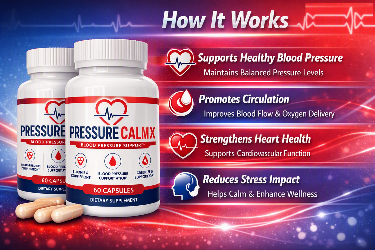 How PressureCalmX works — supports healthy blood pressure, promotes circulation, strengthens heart health